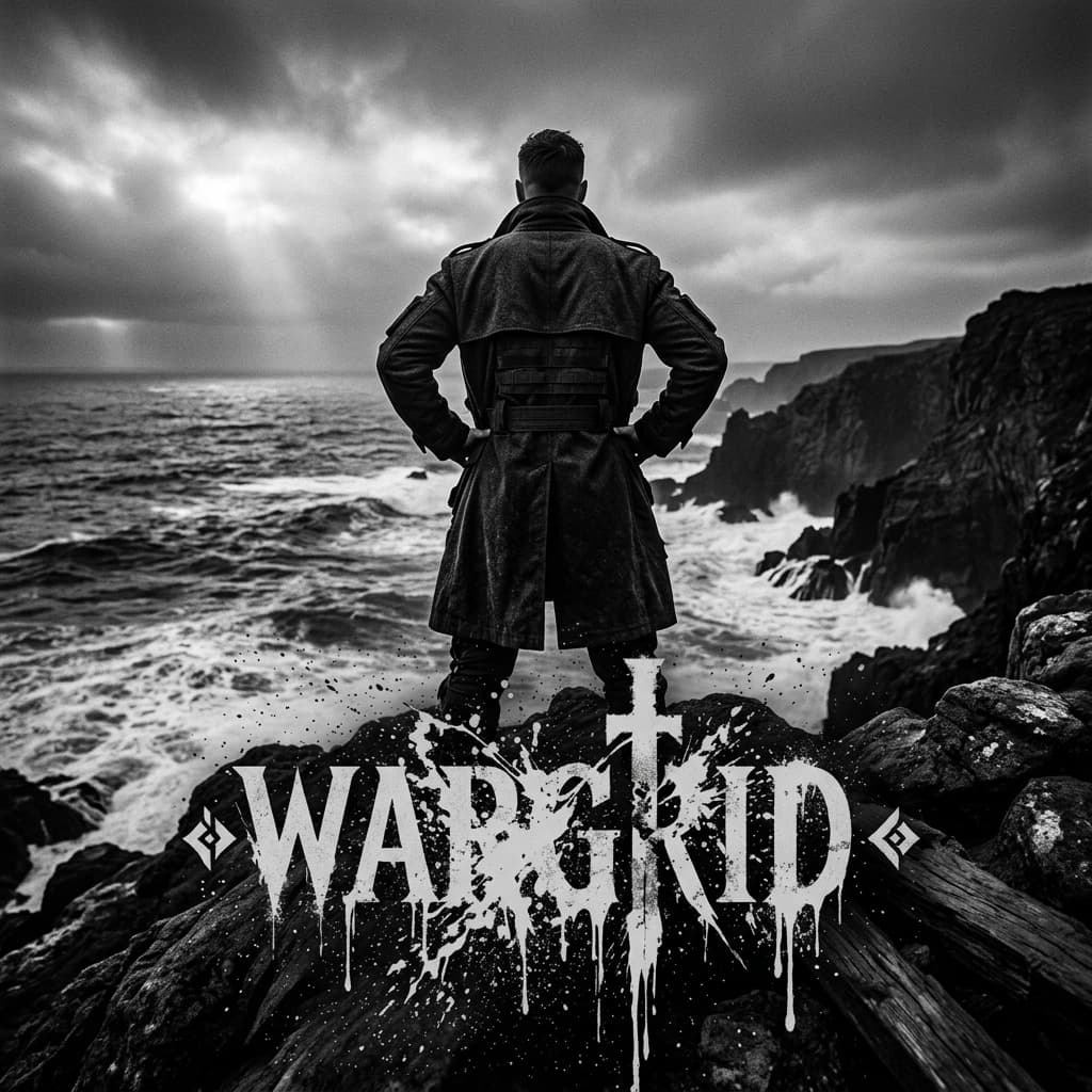 WARGRID — man standing on rocky coastline